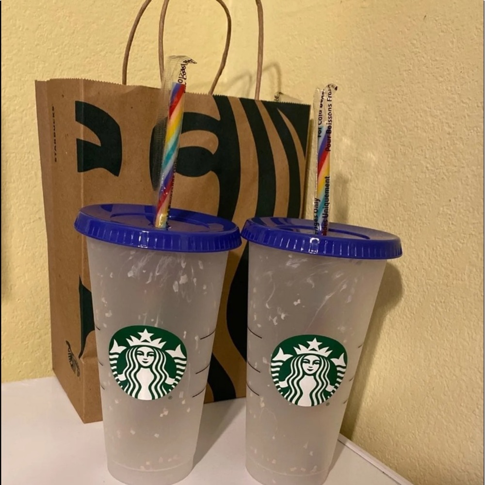 Two confetti color changing cups